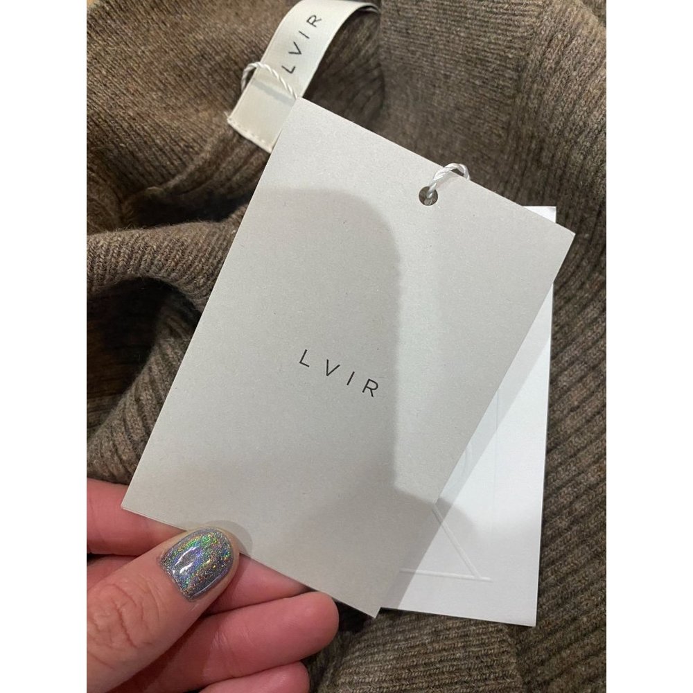 LVIR Unbalance Ribbed Knit Wool Cashmere V-Neck Midi Dress Women's Size Medium - Picture 12 of 15